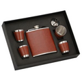 Brown Leather Flask 6 Piece Set